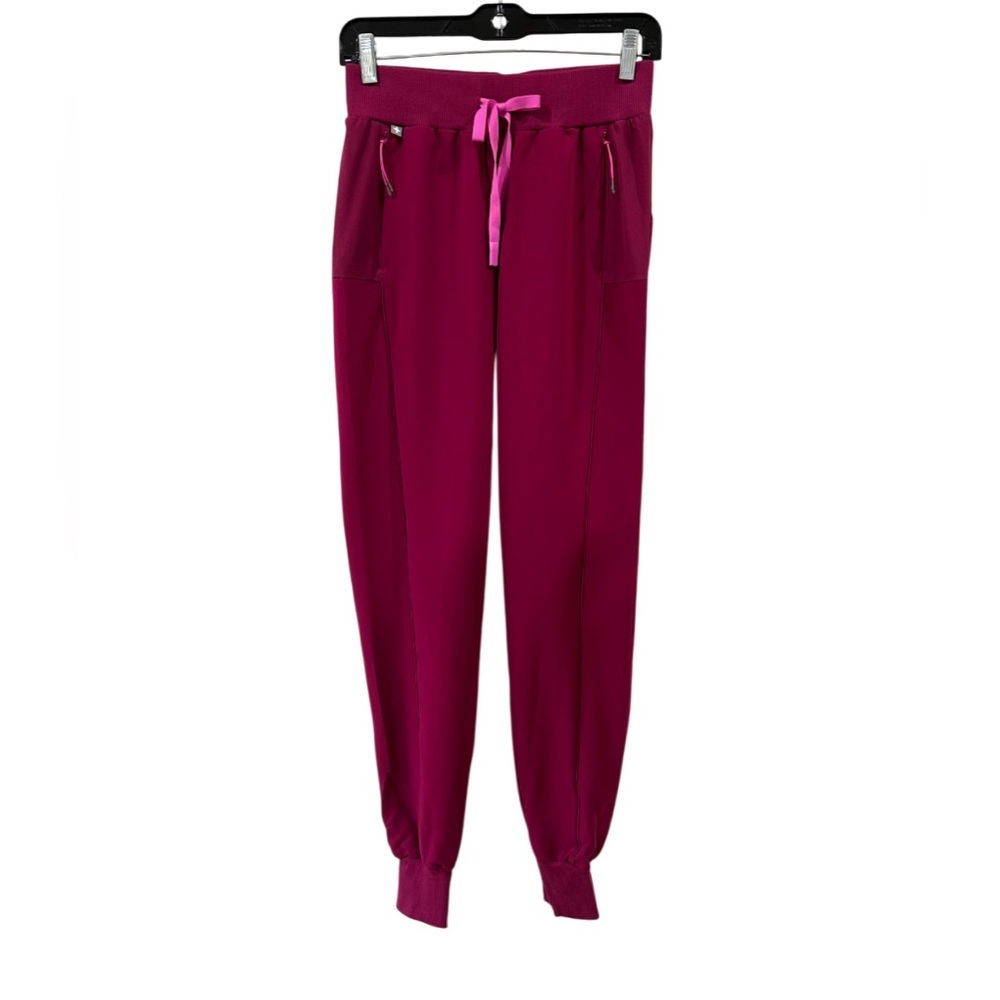FIGS women’s Boston slim jogger scrub pants XXS tall dark magenta pink NWT